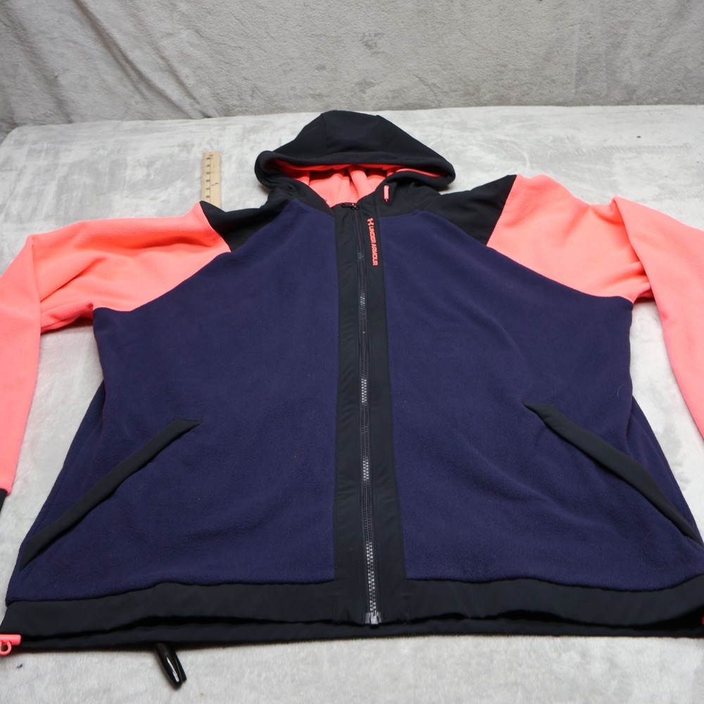 Under Armour Hoodie Womens XXL Blue Rush Fleece Full Zip Athletic Sweatshirt